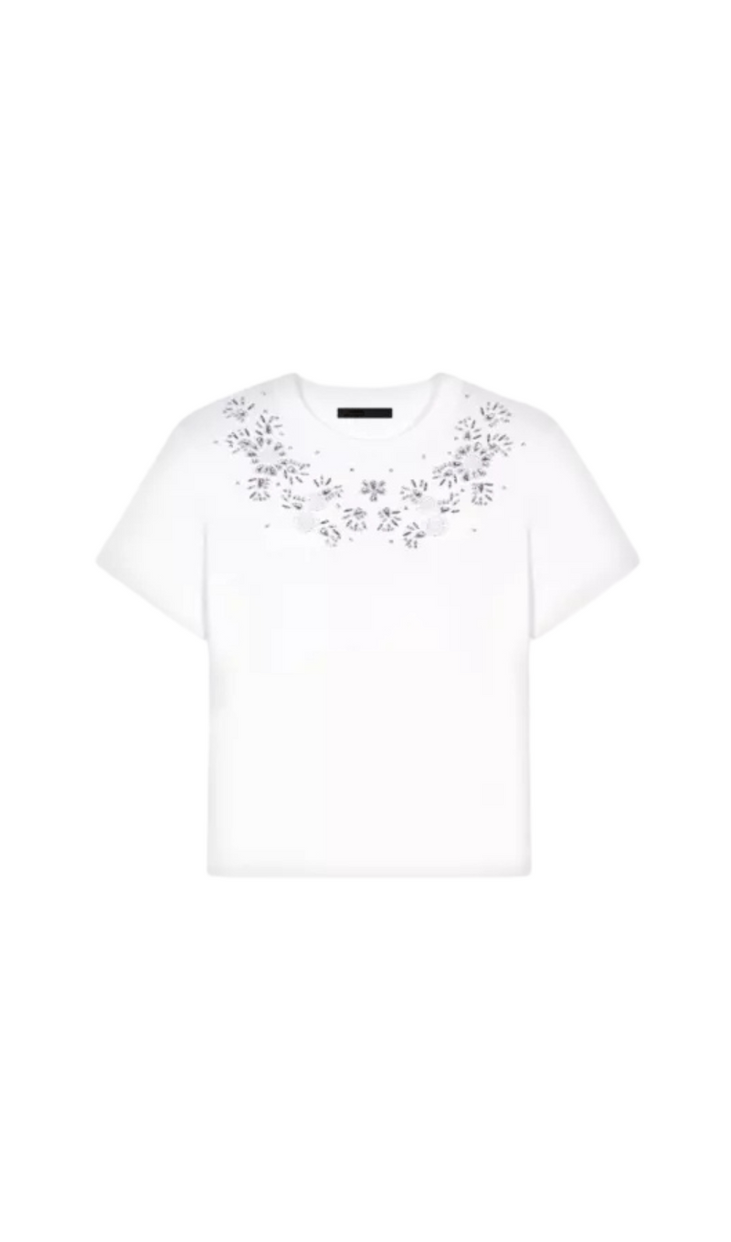 T-SHIRT MIT BLUMENVERZIERUNG 