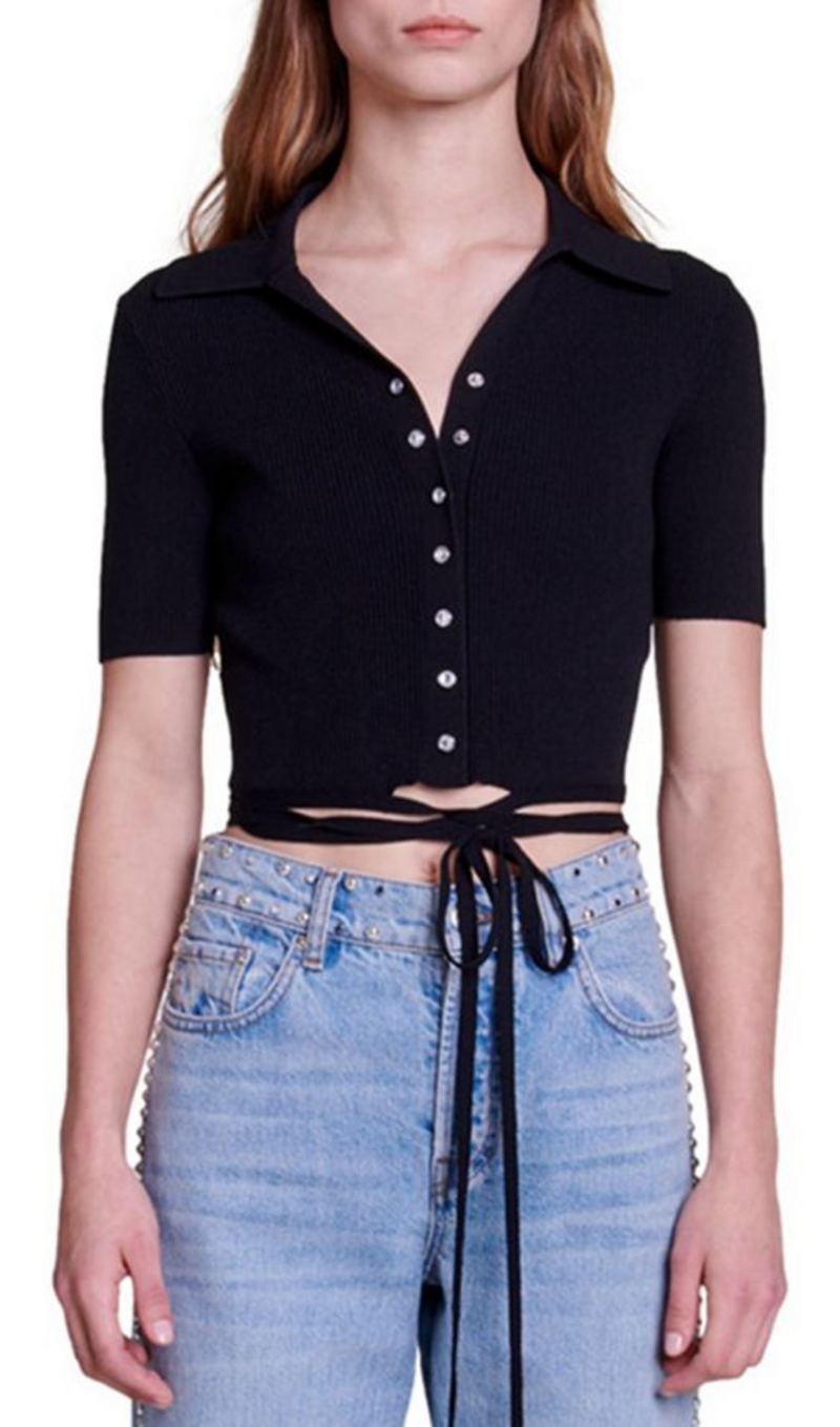 MOSEAL CROP TOP MIT STRASS-DRUCKKNÖPFEN 