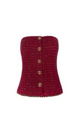 TAILLEUR JUPE COURT BUSTIER EN TWEED