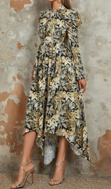 TROPICAL PRINT ASYMMETRICAL HEM DRESS