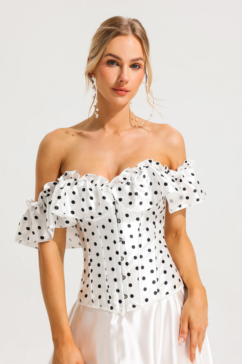 SUZANNE GRAY POLKA DOT OFF-SHOULDER CORSET