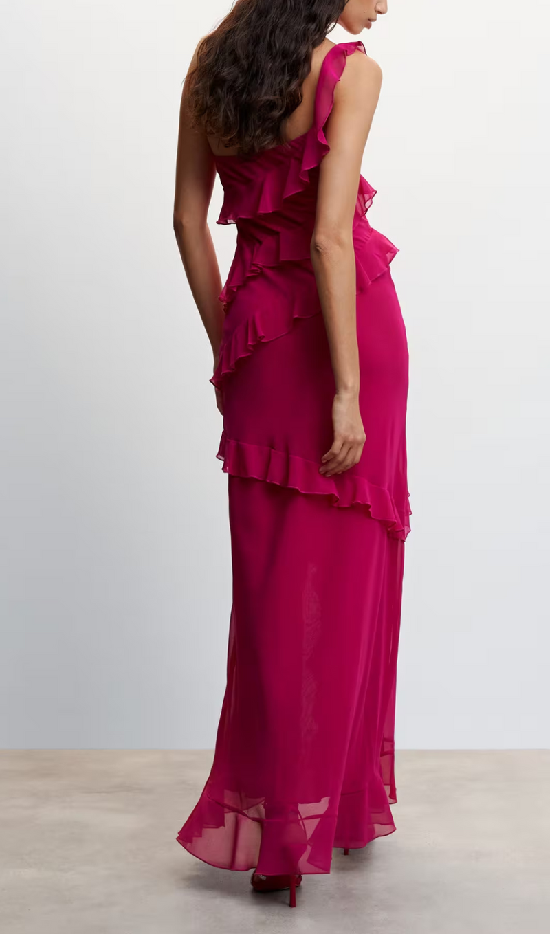 RUFFLED MAXI DRESS IN PINK