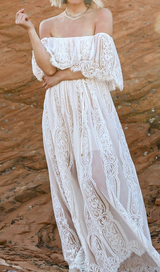 LACE OFF SHOULDER MAXI DRESS