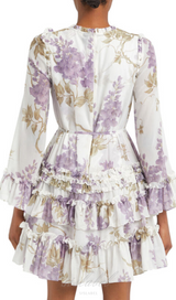 MINI-ROBE COL ROND IMPRIMÉ MOUSSELINE WISTERIA 