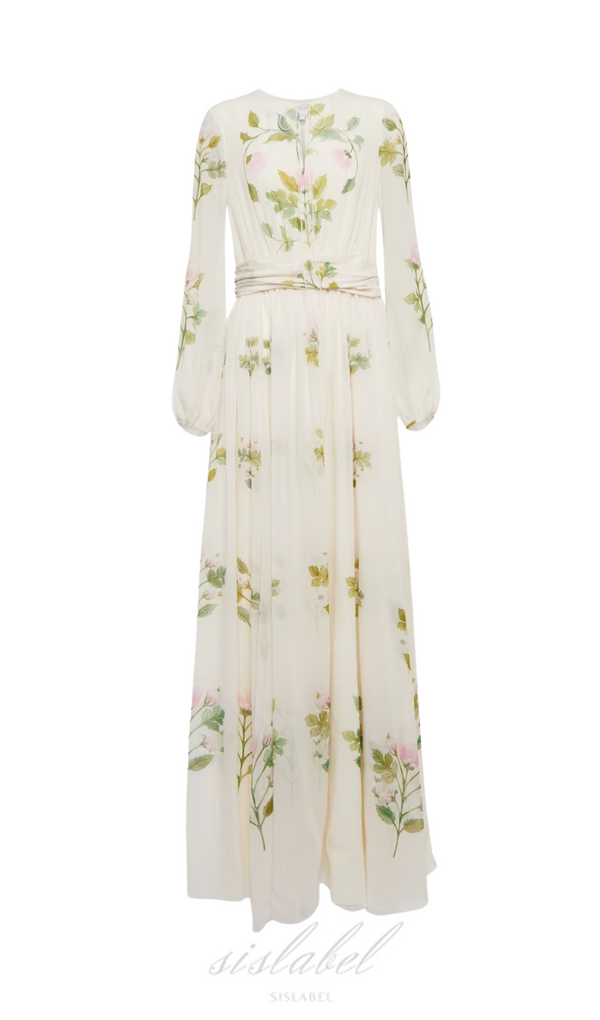 ROBE MAXI EN GEORGETTE DE SOIE FLEURIE 