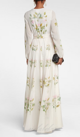 ROBE MAXI EN GEORGETTE DE SOIE FLEURIE 