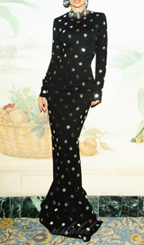 POLKA DOT LONG SLEEVE MAXI DRESS