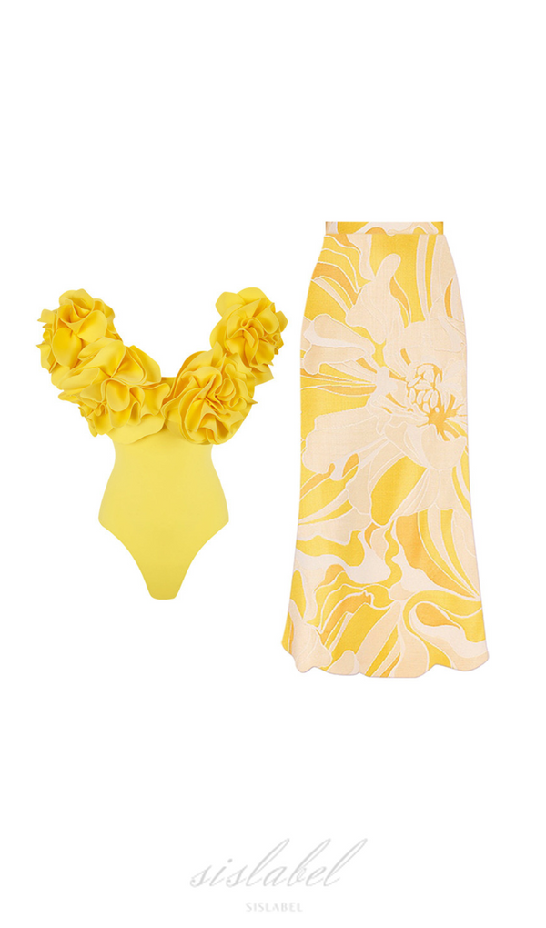 FLOWER SWIMWEAR TWO PIECE SET