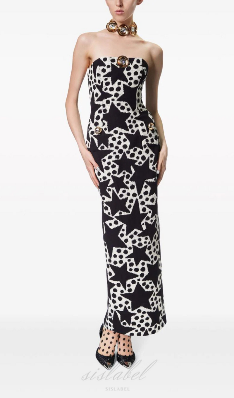 MEDALLION-PENDANT JACQUARD MAXI DRESS