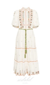 ROBE MIDI BRODÉE FLEURIE LOVELLA 