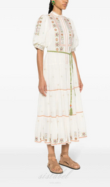 LOVELLA FLORAL-EMBROIDERED MIDI DRESS