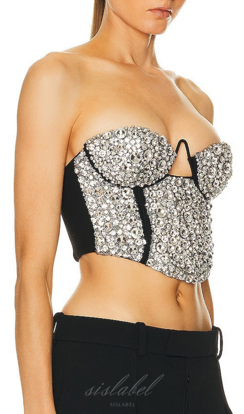 BUSTIER-TOP MIT KRISTALLSTICKEREI