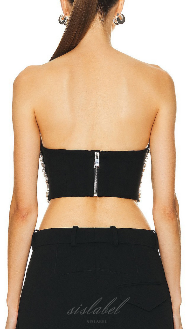 BUSTIER-TOP MIT KRISTALLSTICKEREI