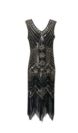 V NECK FRINGE SEQUIN DRESS