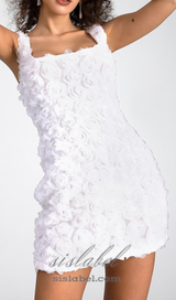 ROBE MINI FLORALE 3D BLANCHE