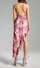 FLORAL RUFFLED SKEW DRESS