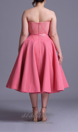 ROBE MIDI EN FILET DOUX OMBRE ROSE CORAIL