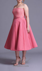 ROBE MIDI EN FILET DOUX OMBRE ROSE CORAIL