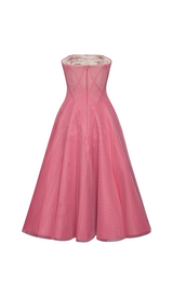 ROBE MIDI EN FILET DOUX OMBRE ROSE CORAIL