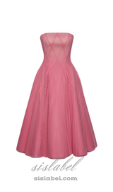 ROBE MIDI EN FILET DOUX OMBRE ROSE CORAIL