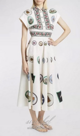 GRAPHIC PRINT COTTON MIDI DRESS