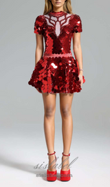 HELENE BURGUNDY SEQUINS DIAMANTE SET