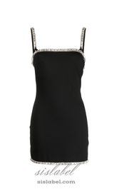 REGINA CRYSTAL-EMBELLISHED MINI DRESS IN BLACK