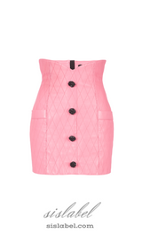 PINK TULIP MINI DRESS IN QUILTED LEATHER