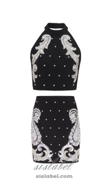 STARS EMBROIDERED BAROQUE MINI DRESS SET