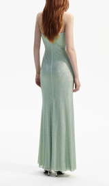 MINT RHINESTONE STRAPLESS MAXI DRESS