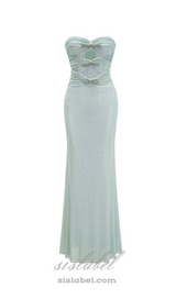 MINT RHINESTONE STRAPLESS MAXI DRESS