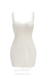 PEARL STUDDED WHITE MINI BODYCON DRESS