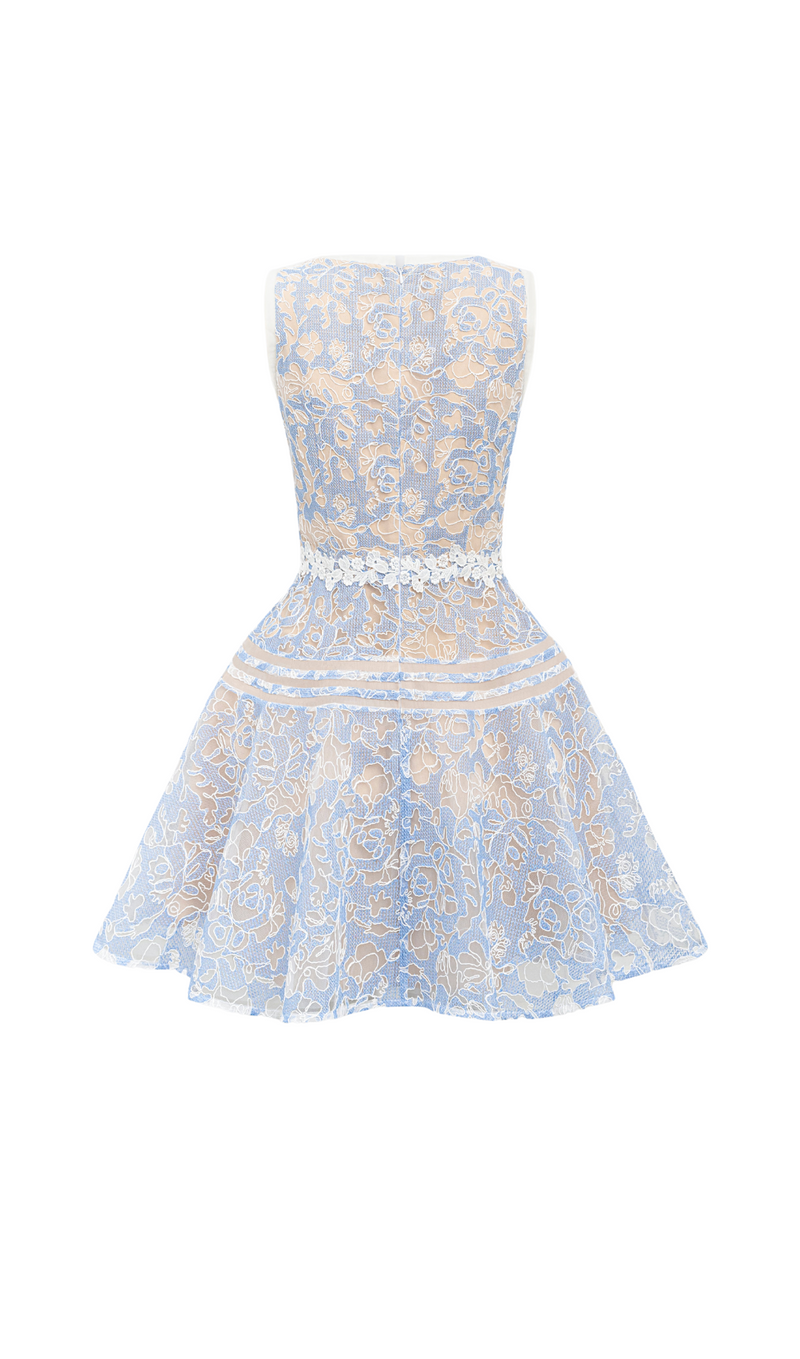 LAIKA BLUE LACE MINI DRESS