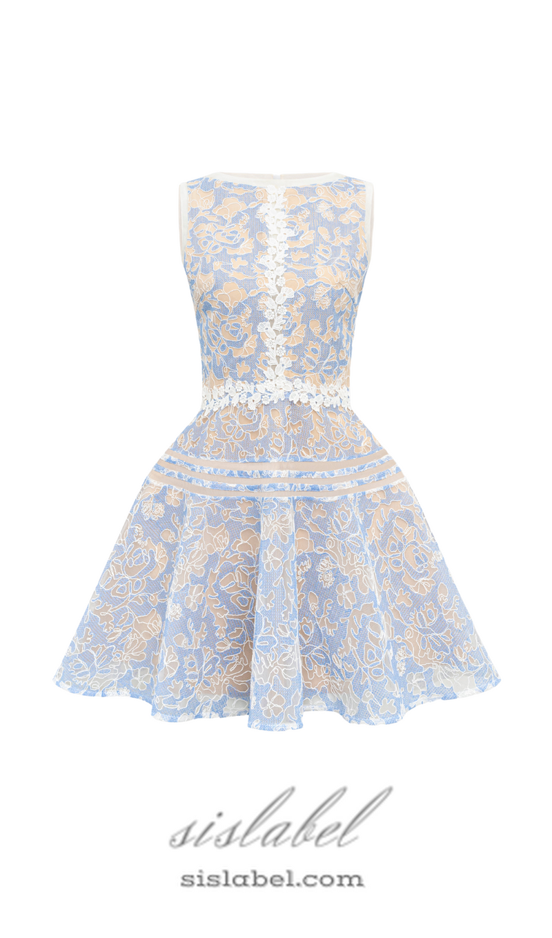 LAIKA BLUE LACE MINI DRESS