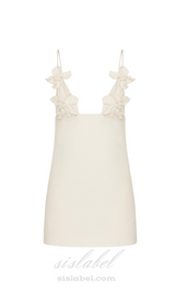 EMBROIDERED CREPE COUTURE MINI DRESS IN WHITE