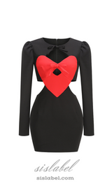 HEART BOW CUTOUT MINI DRESS