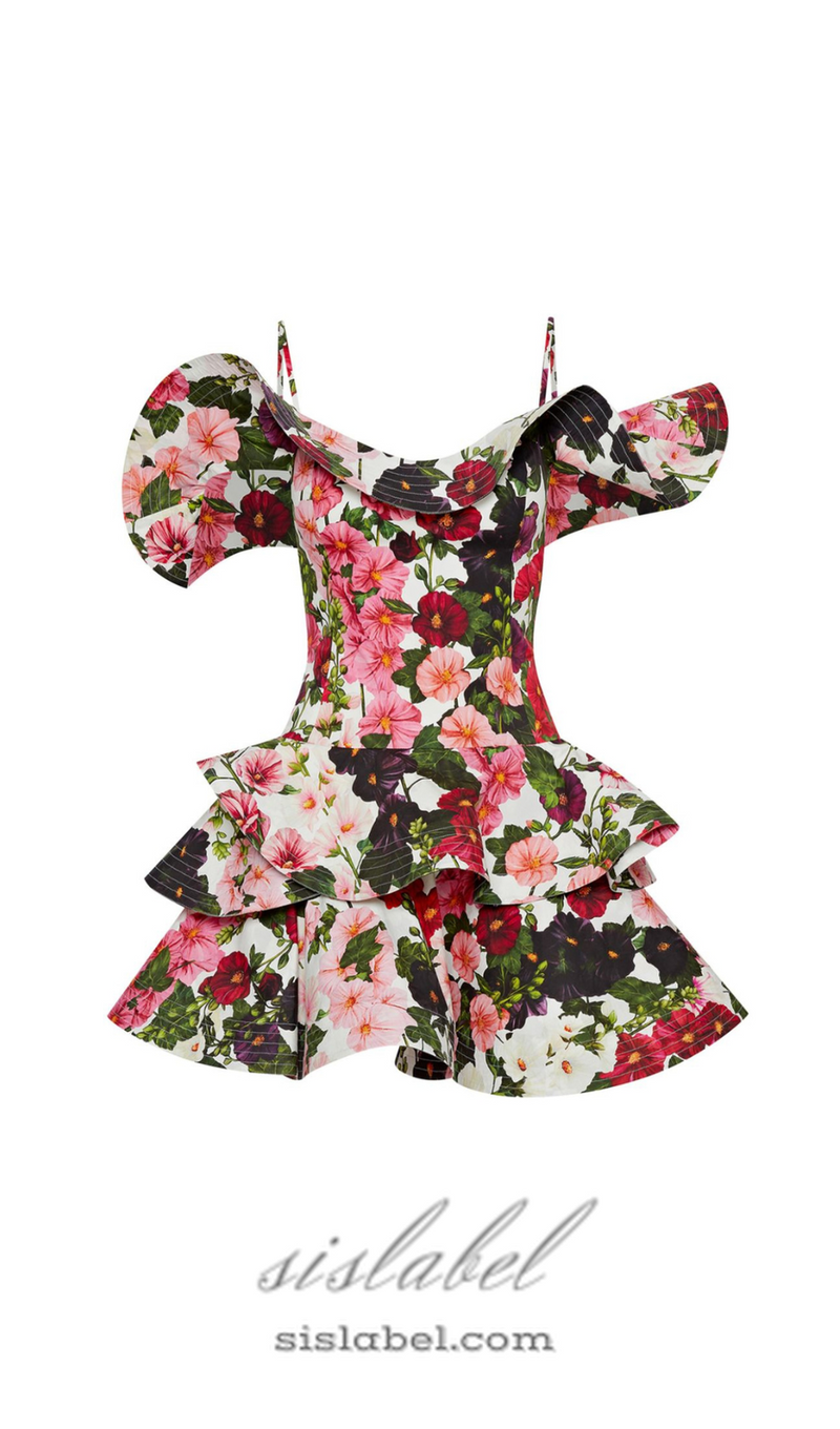 MULTICOLOR FLORAL PRINTED MINI DRESS