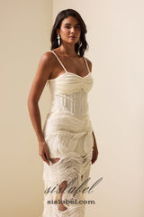 ALANI WHITE EMBROIDERY LACE SLEEVELESS MIDI DRESS