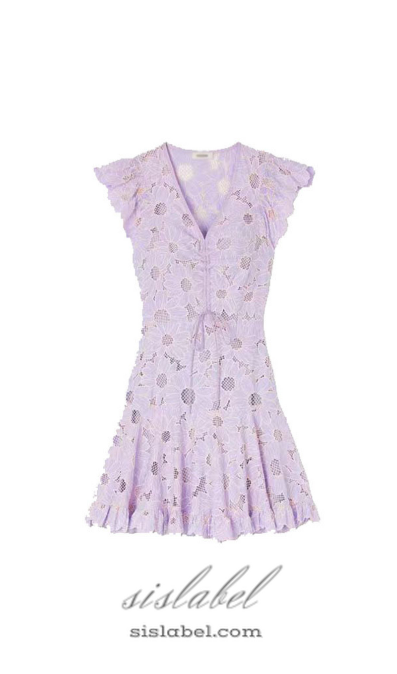 DANIE FLORAL LACE MINI DRESS IN PALE PURPLE