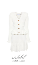 URSULA WHITE KNIT PEPLUM MINI DRESS