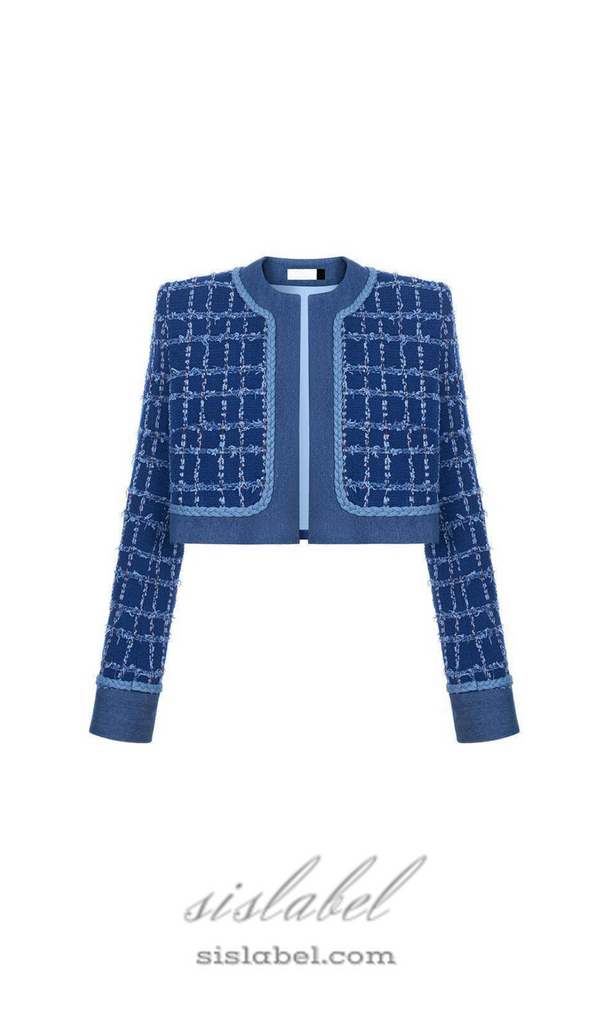 Cathy patchwork Tweed Jacket in blue