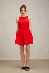 Katie red crystal-embellished puff mini dress