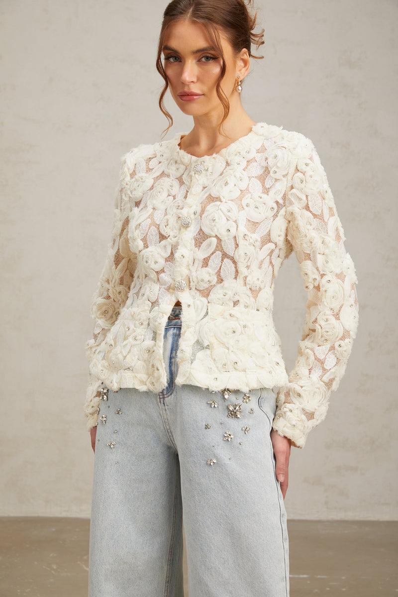 Marianne floral-appliqué embellished jacket