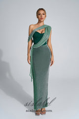 Emerald Green Halter Strap Maxi Dress