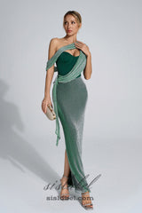 Emerald Green Halter Strap Maxi Dress