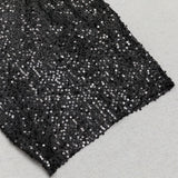 ROBE BODYCON À SEQUINS À COL MONTANT 