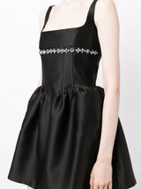 crystal-embellished square-neck mini dress in black