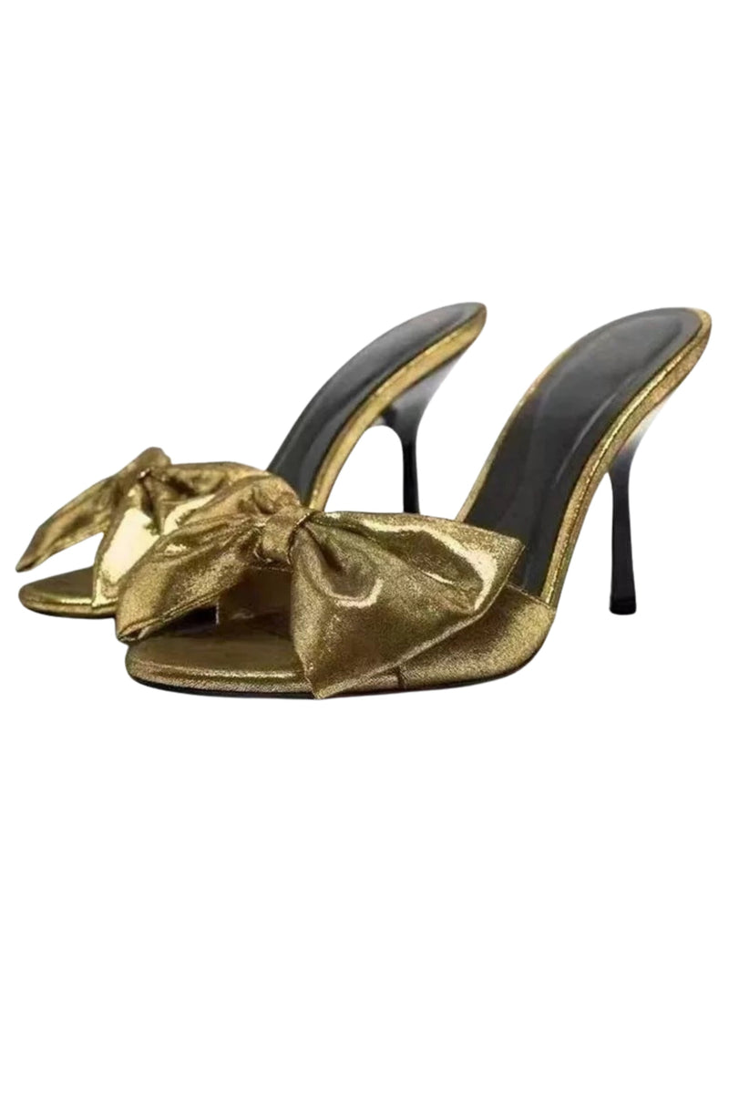 High Heel with bow -gold