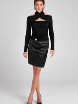 Odette black ruched stretch-jersey top