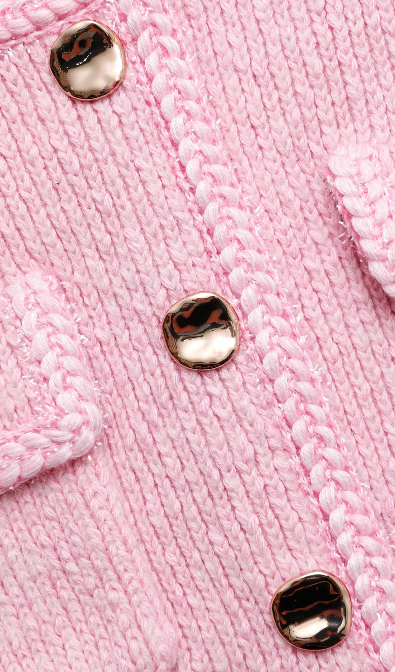 PINK MELANGE MERINO CARDIGAN